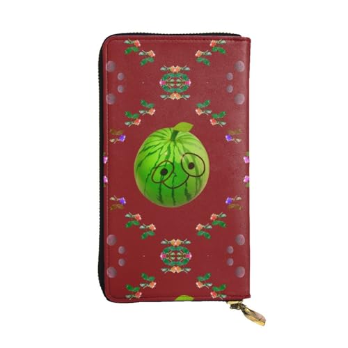 Big Eye Wassermelone Unisex Leder Reißverschluss Geldbörse Kosmetiktasche für Party Reise Urlaub Geschenke, Schwarz , Einheitsgröße von UPIKIT