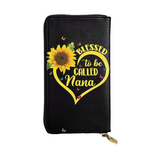 Blessed to Be Called Sunflower Unisex-Geldbörse aus Leder mit Reißverschluss, Kosmetiktasche für Party, Reisen, Urlaub, Geschenke, Schwarz , Einheitsgröße von UPIKIT