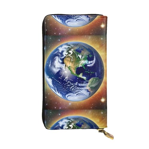 Cosmic Earth Unisex-Geldbörse aus Leder mit Reißverschluss, Kosmetiktasche für Party, Reisen, Urlaub, Geschenke, Schwarz , Einheitsgröße von UPIKIT