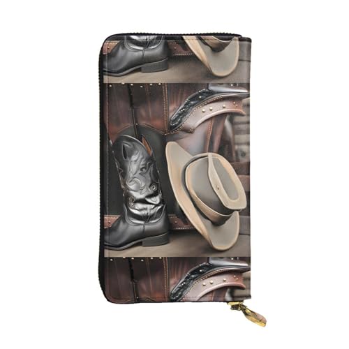 Cowboy-Geldbörse mit schwarzem Hut, Westernstiefel, Unisex, Leder, Reißverschluss, Kosmetiktasche für Party, Reisen, Urlaub, Geschenke, Schwarz , Einheitsgröße von UPIKIT