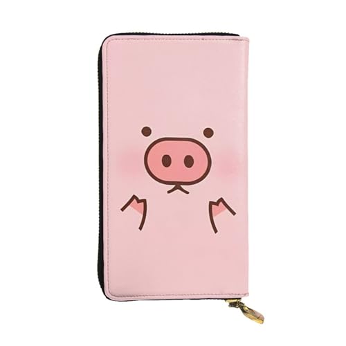 Cute Pig Unisex-Geldbörse aus Leder mit Reißverschluss, Kosmetiktasche für Party, Reisen, Urlaub, Geschenke, Schwarz , Einheitsgröße von UPIKIT