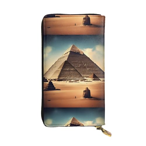 Dreaming of The Pyramids of Khufu Unisex Leder Reißverschluss Geldbörse Kosmetiktasche für Party Reise Urlaub Geschenke, Schwarz , Einheitsgröße von UPIKIT