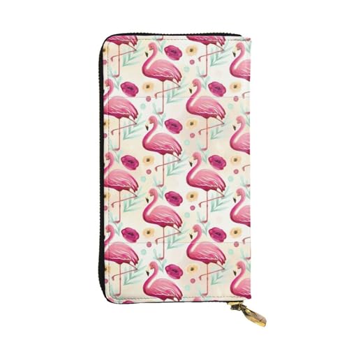 Flamingo Unisex-Geldbörse aus Leder mit Reißverschluss, Kosmetiktasche für Party, Reisen, Urlaub, Geschenke, Schwarz , Einheitsgröße von UPIKIT