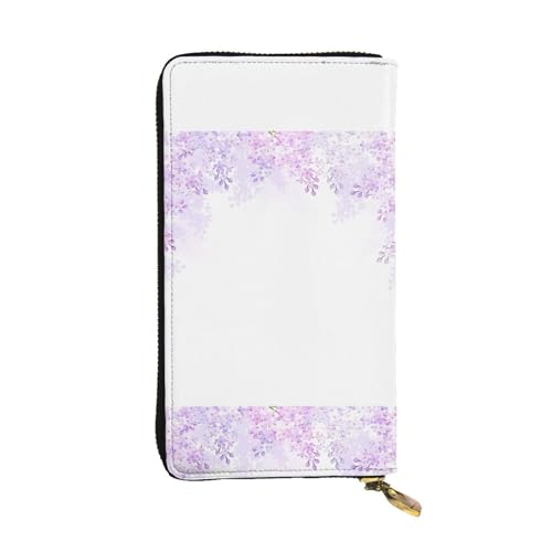 Framing Lilac Flowers in Blossom Unisex Leder Reißverschluss Geldbörse Kosmetiktasche für Party Reise Urlaub Geschenke, Schwarz , Einheitsgröße von UPIKIT