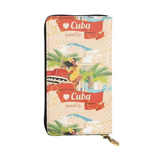 Island of Cuba Unisex-Geldbörse aus Leder mit Reißverschluss, Kosmetiktasche für Party, Reisen, Urlaub, Geschenke, Schwarz , Einheitsgröße von UPIKIT