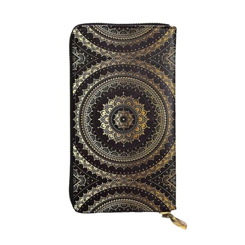 Kaleidoscope Mandala Unisex Leder Reißverschluss Geldbörse Kosmetiktasche für Party Reise Urlaub Geschenke, Schwarz , Einheitsgröße von UPIKIT