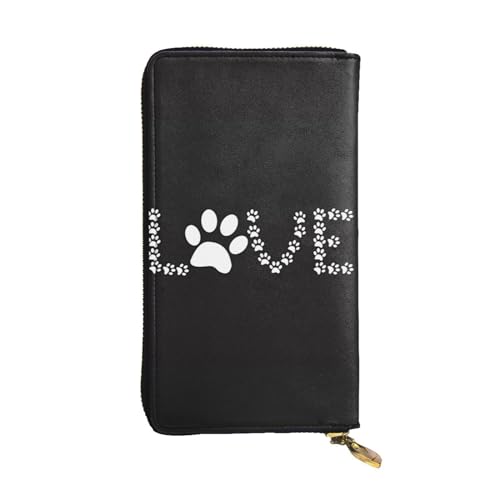 Lover Dog Paw Unisex Leder Reißverschluss Geldbörse Kosmetiktasche für Party Reise Urlaub Geschenke, Schwarz , Einheitsgröße von UPIKIT