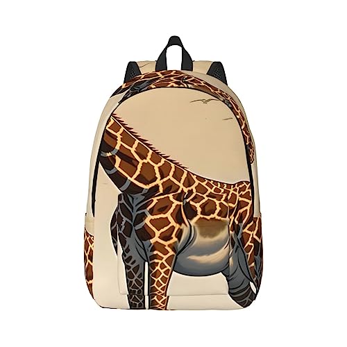 Mutter und Kind Giraffe Leinwand große Kapazität Seesack mit verstellbaren Schultergurten für Schule Outdoor Sport, Schwarz , S von UPIKIT