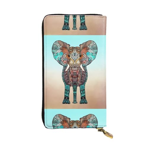 Niedlicher Elefant Unisex Leder Reißverschluss Geldbörse Kosmetiktasche für Party Reise Urlaub Geschenke, Schwarz , Einheitsgröße von UPIKIT