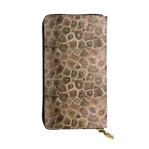 Petoskey Stone Unisex-Geldbörse aus Leder mit Reißverschluss, Kosmetiktasche für Party, Reisen, Urlaub, Geschenke, Schwarz , Einheitsgröße von UPIKIT