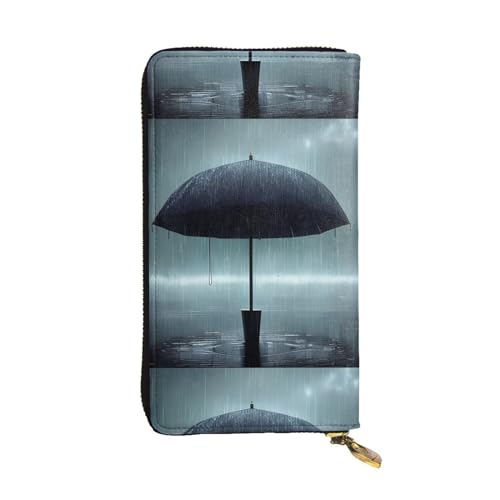 Schwarzer Regenschirm im Regen, Unisex, Leder, Reißverschluss, Kosmetiktasche für Party, Reisen, Urlaub, Geschenke, Schwarz , Einheitsgröße von UPIKIT