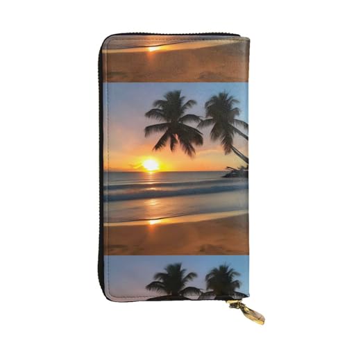 Sunset Beach Unisex-Geldbörse aus Leder mit Reißverschluss, Kosmetiktasche für Party, Reisen, Urlaub, Geschenke, Schwarz , Einheitsgröße von UPIKIT