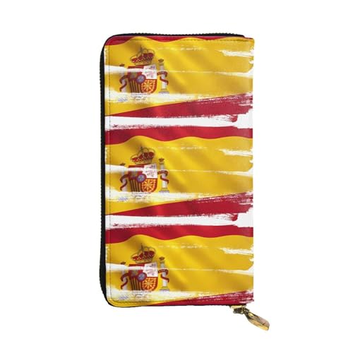 UPIKIT Unisex-Geldbörse mit Spanien-Flagge, Leder, Reißverschluss, Kosmetiktasche für Party, Reisen, Urlaub, Geschenke, Schwarz , Einheitsgröße von UPIKIT