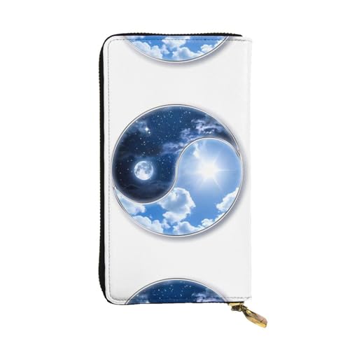 Yin Yang Sky Unisex-Geldbörse aus Leder mit Reißverschluss, Kosmetiktasche für Party, Reisen, Urlaub, Geschenke, Schwarz , Einheitsgröße von UPIKIT