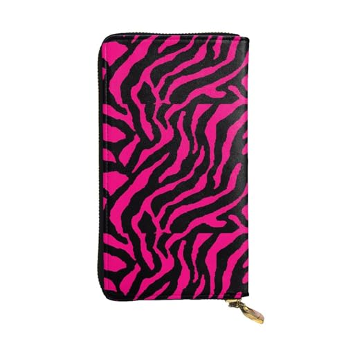 UPIKIT Zebra Tiger Leopard Pink Unisex Leder Reißverschluss Geldbörse Kosmetiktasche für Party Reise Urlaub Geschenke, Schwarz , Einheitsgröße von UPIKIT