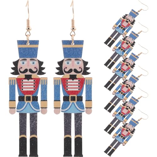 UPKOCH 4 Weihnachtsohrringe: Einzigartige Nussknacker-Ohrhänger, Nussknacker-Soldat aus Holz, Schmuck für Weihnachtsfeiern, Feiertagsgeschenke und kleine UPKOCH 4 Weihnachtsohrringe: Einzigartige Nussknacker-Ohrhänger, Nussknacker-Soldat aus Holz, Schmuck für Weihnachtsfeiern, Feiertagsgeschenke und kleine von UPKOCH