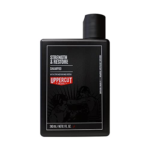 Uppercut Deluxe Strength and Restore Shampoo for Men, Mit Biotin und Koffein Angereicherter Shampoo zur Förderung Eines Gesunden Haarwachstums für Herren, 240ml von UPPERCUT DELUXE