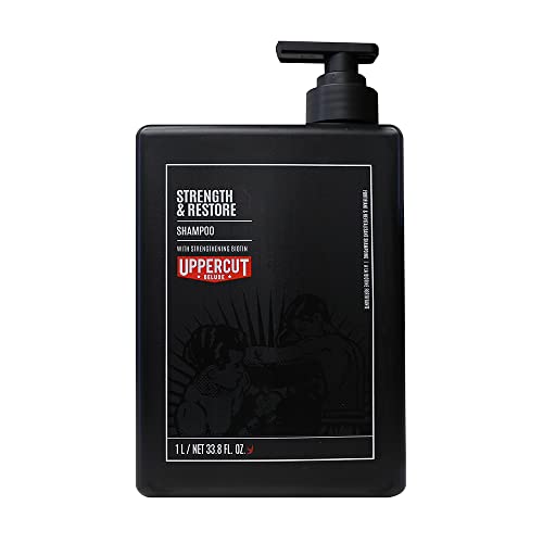 Uppercut Deluxe Strength and Restore Shampoo for Men, Mit Biotin und Koffein Angereicherter Shampoo zur Förderung Eines Gesunden Haarwachstums für Herren, 1 Liter von UPPERCUT DELUXE