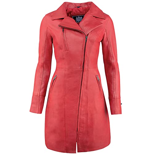 URBAN 5884 JANICE Ladies | Frauen Lederjacke | Elegante Jacke aus weichem Lammfell für Damen, Langes Modell |Rot |3XL von URBAN 5884