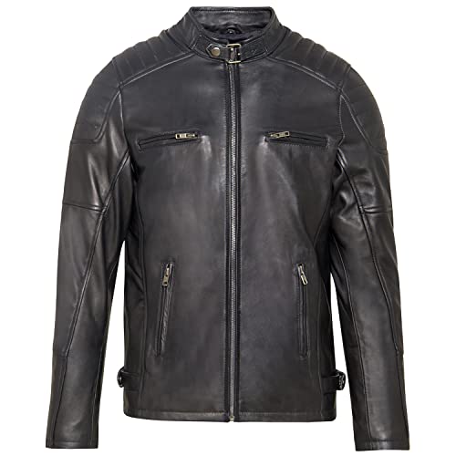 URBAN 5884 Men's RALF, Lederjacke Herren Echtleder Weich und Strapazierfähig, Schwarz, XXL von URBAN 5884