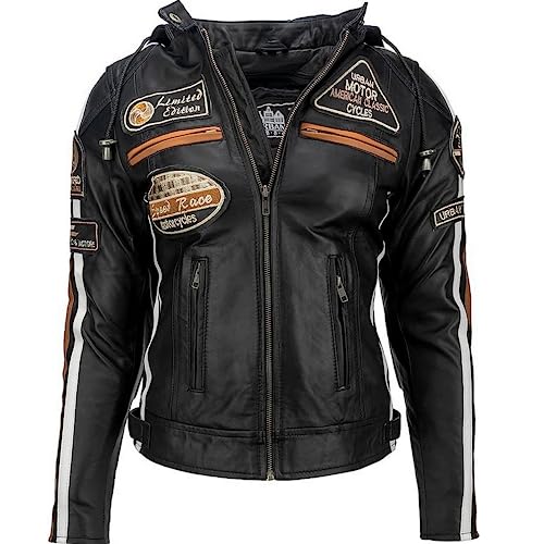 URBAN 5884 Motorradjacke Damen Mit Protektoren 58-BIKER, Damenjacke aus Lammleder, Protektoren für Rücken, Schultern und Ellenbogen, Schwarz, 3XL von URBAN 5884