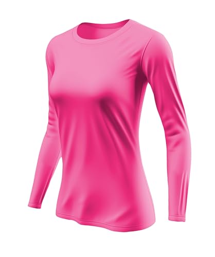 URBAN BUCK Damen Weich T-Shirt, Neon Langarm-Rosa, X-Groß von URBAN BUCK