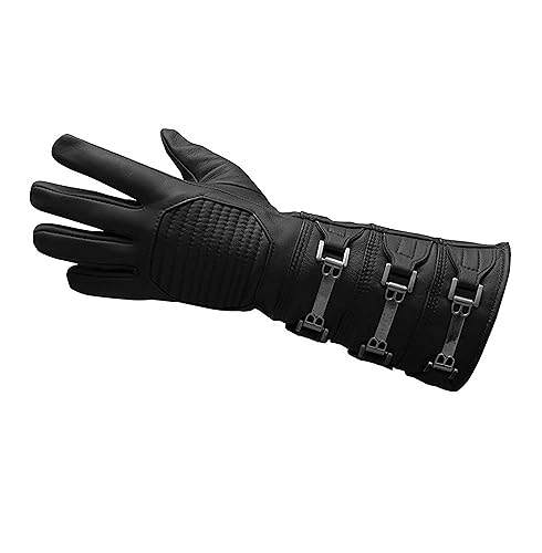 URBAN BUCK Echt Leder Cosplay Herren Lange Stulpen Kostüm Handschuh, Linke Hand - Schwarzer Handschuh, Medium von URBAN BUCK