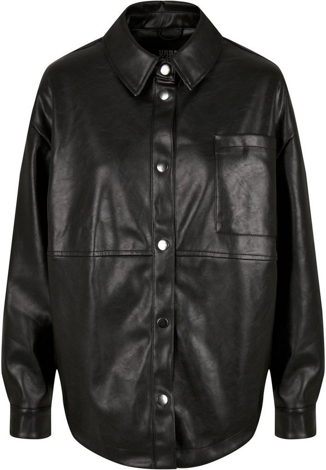 URBAN CLASSICS Hemdbluse Urban Classics Damen Ladies Faux Leather Overshirt von URBAN CLASSICS