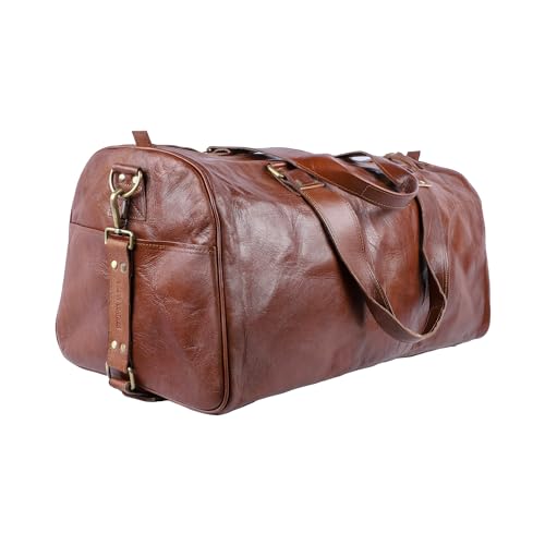 Urban Leather 23-Zoll-Reisetasche aus echtem Leder im Vintage-Stil für Herren und Damen, Handgepäck Kleidergepäck Seesäcke, großes Fitnessstudio Sport-Wochenende Über Nacht handgemachte braune Tasche von URBAN LEATHER