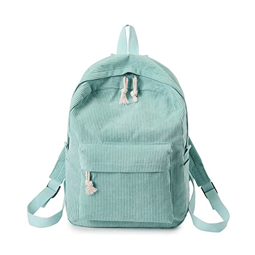 Freizeitrucksack Mädchen Tagesrucksack, Streifen Cord Schulrucksack Mädchen Teenager, Unisex Rucksack, Damen Schultasche, Schulrucksack, Casual Daypack für Universität Reisen Freizeit Arbeit, Grün von URFEDA