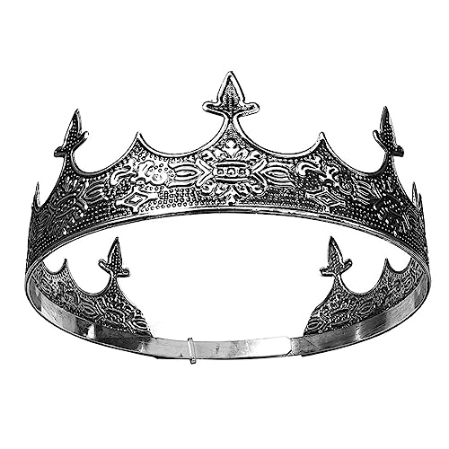 Königskrone Haarschmuck Königliche Königskrone Tiara Herren Metall Tiaras Metall Barock Königskrone für Männer Voller Prinz Krone Cosplay Haarschmuck von URFEDA