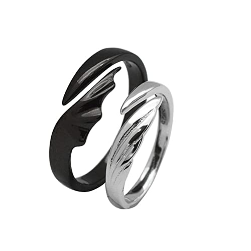 URFEDA Engelsflügel Paar Ring, Schutzengel Flügel Ring Band Feder Ring, Einstellbar Offener Ring Gefieder Engelsflügel Blatt Ring Minimalistische Ringe Hochzeit Verlobung Ewigkeit Ring Statement Ring von URFEDA