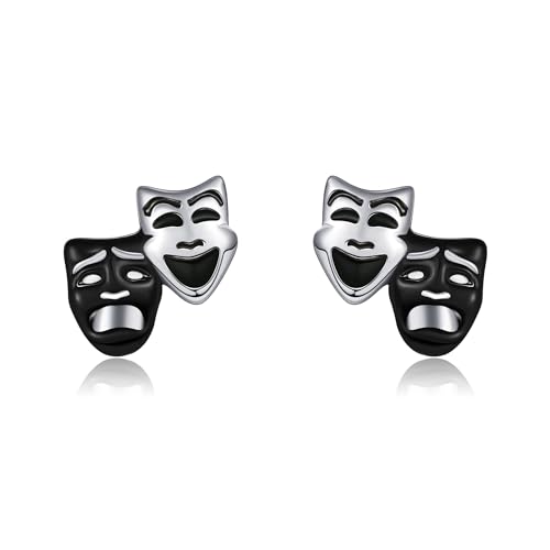 Komödie Tragödie Maske Ohrringe Sterling Silber Maske Ohrstecker Theater Gesicht Schmuck Geschenke für Frauen Mädchen von URONE