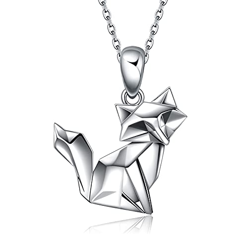 URONE Fuchs Halskette Sterling Silber Origami Fuchs Anhänger Tier Schmuck Geschenke für Frauen von URONE