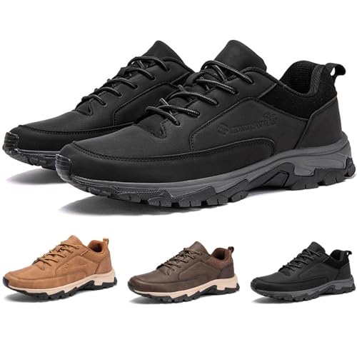 URWEIGH Bestofoot Herrenschuhe, Orthopädische Bestofoot Herren-Sneaker, Bequeme Herren-Sneaker Aus Echtem Leder, wasserdichte, rutschfeste, Atmungsaktive Sportschuhe (Schwarz,45) von URWEIGH