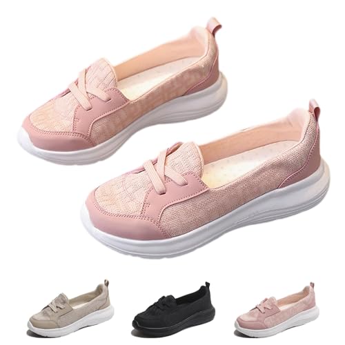 URWEIGH Orthopädische Atmungsaktive Slip-On-Schuhe Mit Fußgewölbeunterstützung Für Damen, Lässige Wanderschuhe Mit Weicher Sohle Für Damen (Rosa,36) von URWEIGH