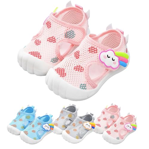 URWEIGH rutschfeste, Atmungsaktive Babyschuhe Für Frühling Und Sommer, rutschfeste Turnschuhe Für Kleinkinder, Atmungsaktive Lauflernschuhe (Rosa,12cm) von URWEIGH