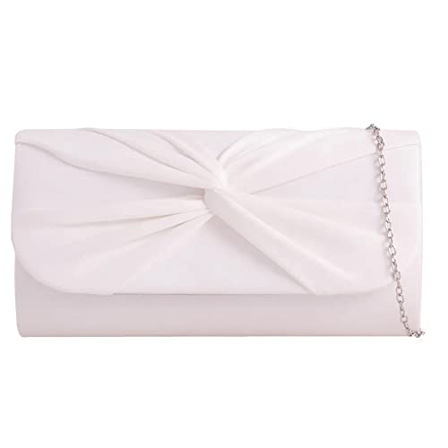 Handtasche aus Wildleder, plissiert, für Brautball, Hochzeit, Abend, Party, Handtasche, weiß, medium von UShopUK