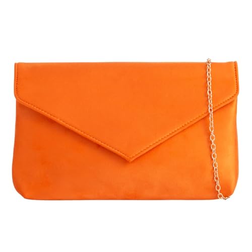 Handtasche aus Wildlederimitat, Umschlag-Stil, Umhängetasche, Brautschmuck, Abschlussball, Hochzeit, Abend, Party, Handtasche, Orange, medium von UShopUK