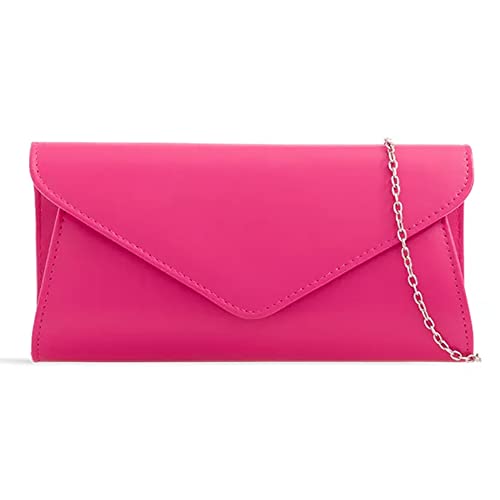 UShopUK Clutch / Handtasche, Kunstleder, einfarbig, für Brautball, Hochzeit, Abend, Party, Handtasche, fuchsia pink, medium von UShopUK