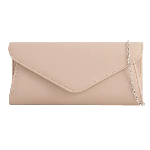 UShopUK Clutch / Handtasche, Kunstleder, einfarbig, für Brautball, Hochzeit, Abend, Party, Handtasche, nude, medium von UShopUK