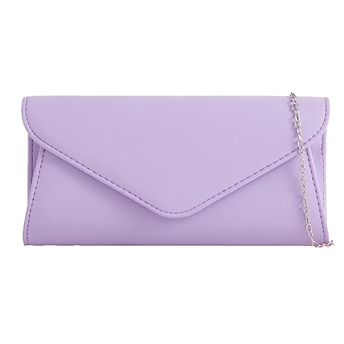 UShopUK Clutch / Handtasche, Kunstleder, einfarbig, für Hochzeit, Abschlussball, Hochzeit, Abendveranstaltung, Party, Flieder von UShopUK