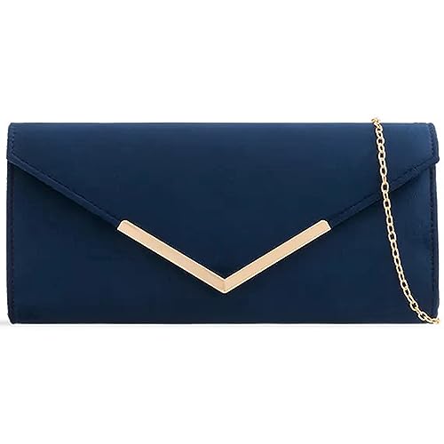 UShopUK Clutch / Handtasche, Wildleder, einfarbig, für Brautball, Hochzeit, Abend, Party, Handtasche, marineblau, medium von UShopUK