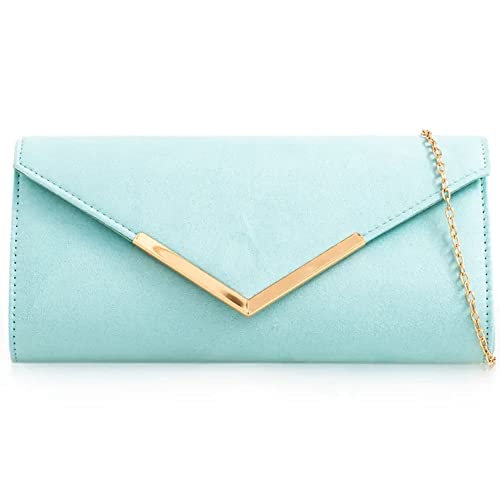 UShopUK Clutch / Handtasche, Wildleder, einfarbig, für Brautball, Hochzeit, Abend, Party, Handtasche, mint, medium von UShopUK