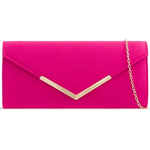 UShopUK Clutch / Handtasche, Wildleder, einfarbig, für Brautball, Hochzeit, Abend, Party, Handtasche, rose pink, medium von UShopUK