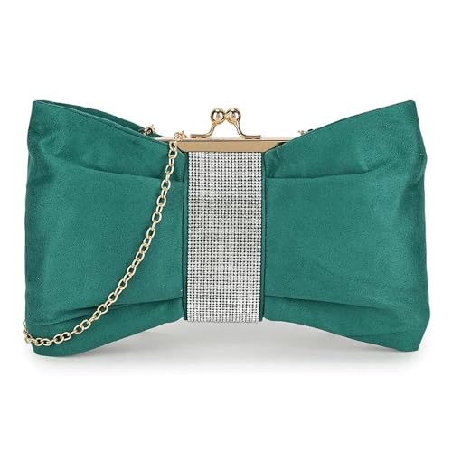 UShopUK Clutch / Handtasche aus Satin mit Strasssteinen, grün, medium von UShopUK