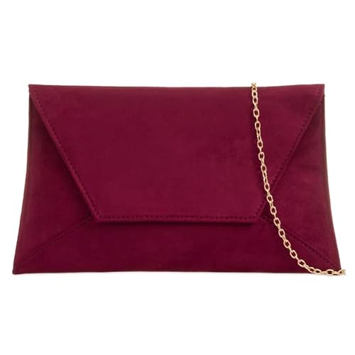 UShopUK Clutch / Handtasche aus Wildleder, burgunderfarben, medium von UShopUK