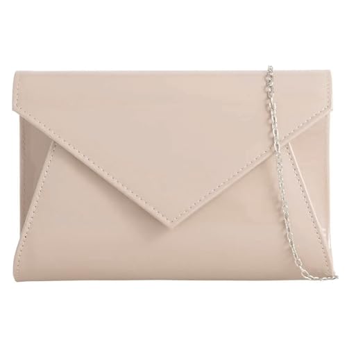 UShopUK Clutch aus Lackleder, Umschlag-Stil, für Braut, Abschlussball, Hochzeit, Abend, Party, Handtasche, nude, medium von UShopUK