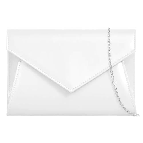 UShopUK Clutch aus Lackleder, Umschlag-Stil, für Braut, Abschlussball, Hochzeit, Abend, Party, Handtasche, weiß, medium von UShopUK