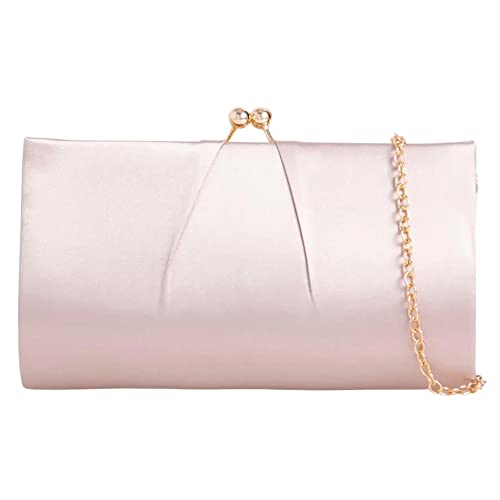 UShopUK Satin-Handtasche für Brautball, Hochzeit, Abend, Party, Handtasche, Handtasche, nude, medium von UShopUK